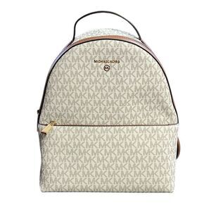 New Michael Kors Valerie Medium Logo Backpack in Vanilla/Acorn